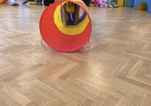 dzieci ćwiczą na sali gimnastycznej