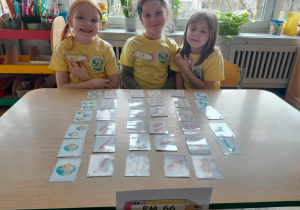 Dzieci rozwiązują zadanie z elementami kodowania