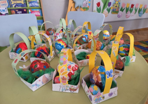 wielkanocne koszyczki z jajkami