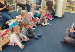 Pani bibliotekarką czyta książkę.